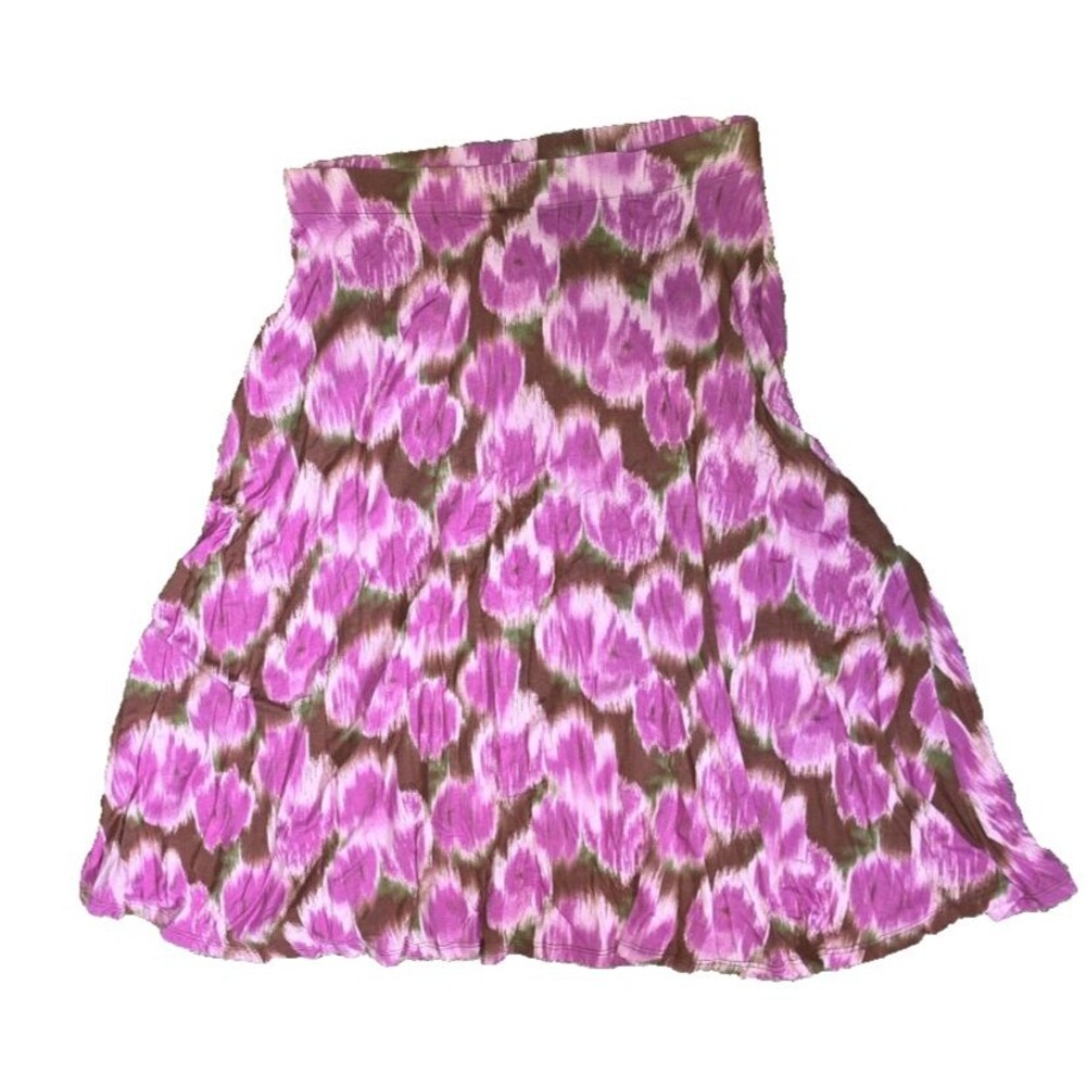 Matilda Jane Pink/Purple Below Knee Length Skirt Size Large L Elastic Waist